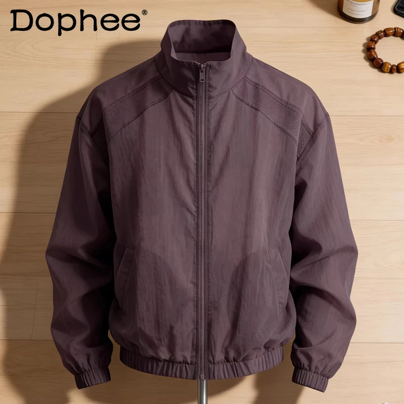 

Solid Color Quick-drying Sunscreen Clothes Men's 2026 Summer New Breathable Stand Collar Jackets Male Long Sleeve Simple Coats