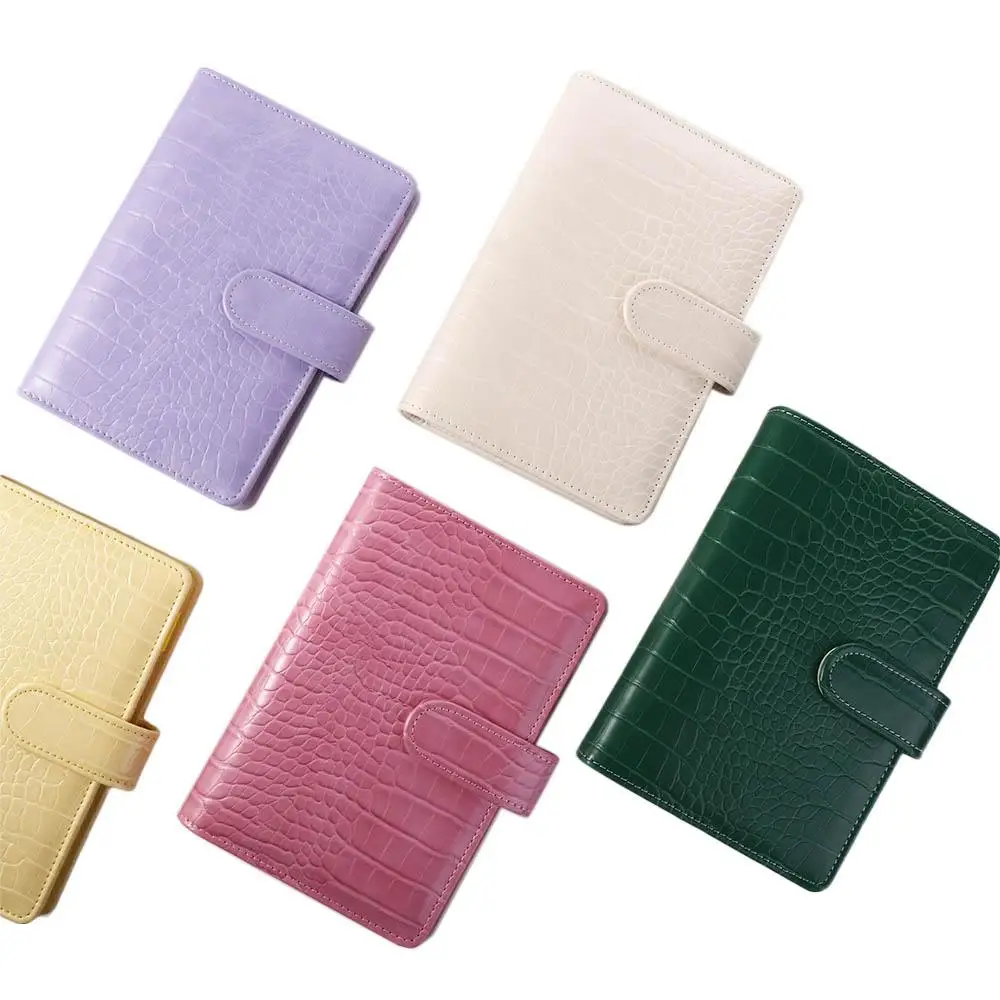 Book School Supplies Crocodile Pattern Ring Binder 6 Ring PU Leather Binder Cover Notepad Cover Loose-Leaf Cover Notebook Cover