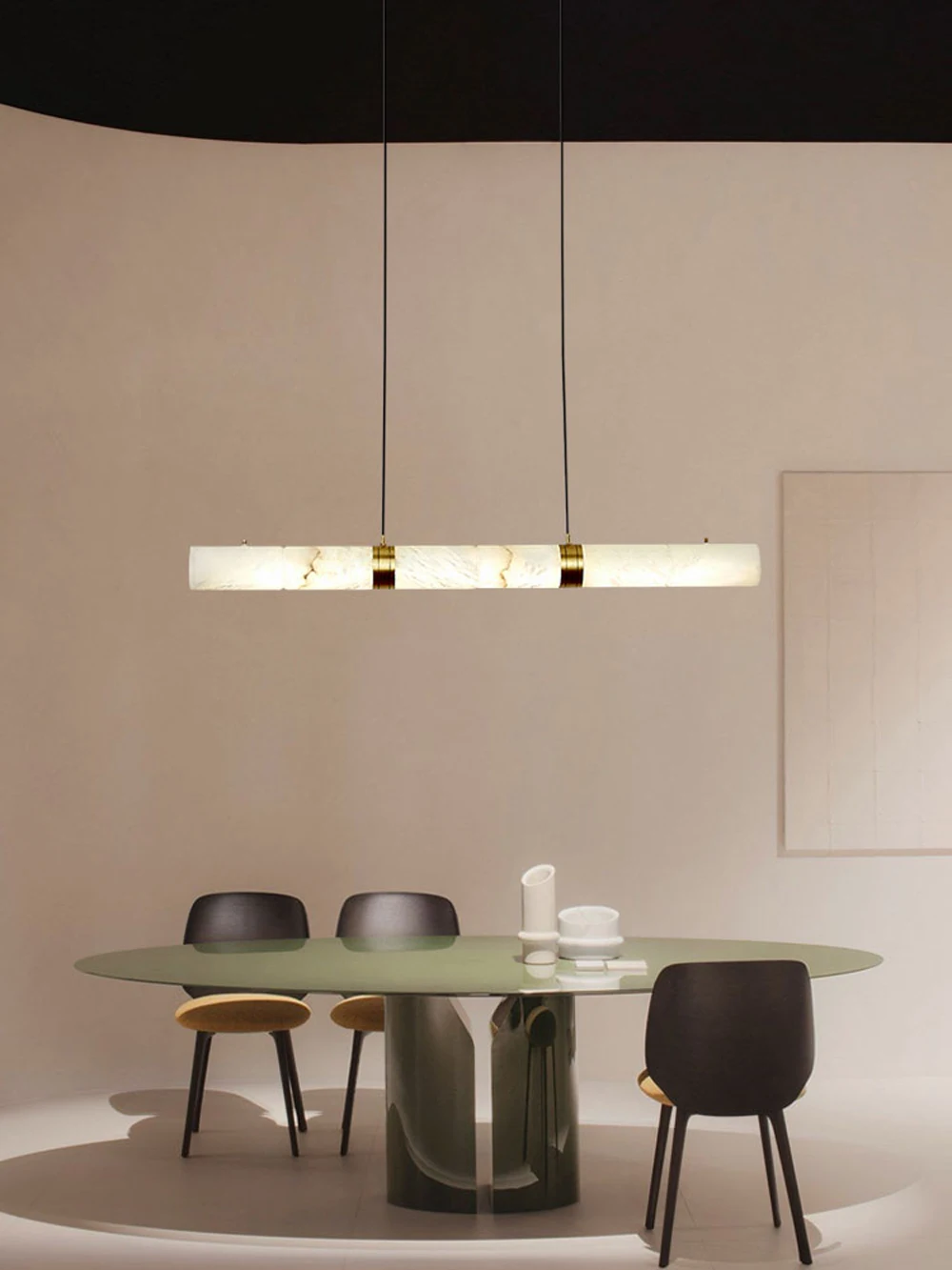 Dimmable LED Marble Linear Hanging Lamps Chandelier