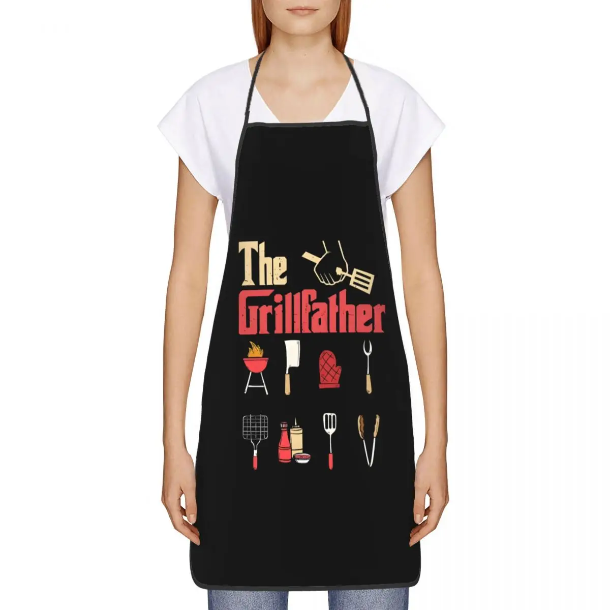 Custom Unisex The Grillfather Grilling Bib Apron Adult Women Men Chef Tablier Cuisine for Cooking Kitchen Painting