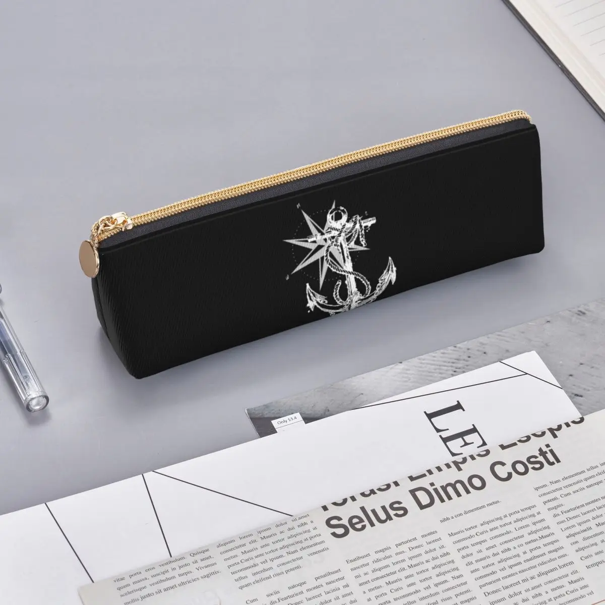 Nautical Compass Captain Anchor Boat Pencil Cases Pencil Pouch Storage Stationery Supplies Pen Box Pencil Bag for Kids Gifts