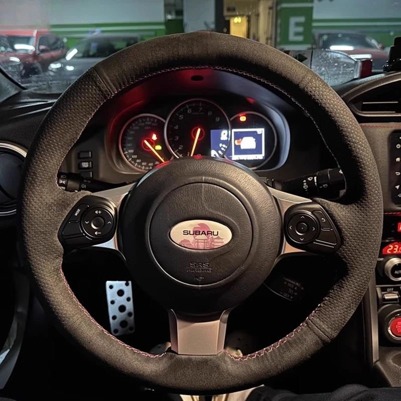

For Subaru BRZ Toyota 86 2016-2025 Hand Stitched Suede non-slip red line Car Steering Wheel Cover