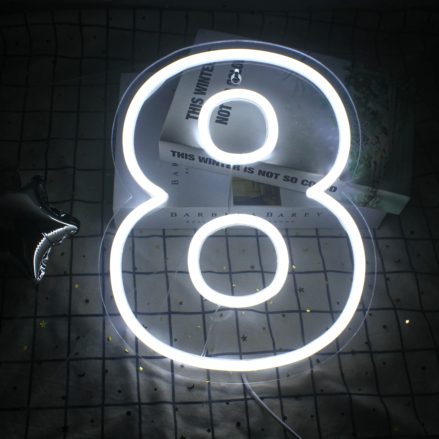 Imagem -04 - Neon Sign Led Lights para Wall Decor Números Casamento Birthday Party Decoração do Quarto Usb Light up Sign Art Lamp a 9