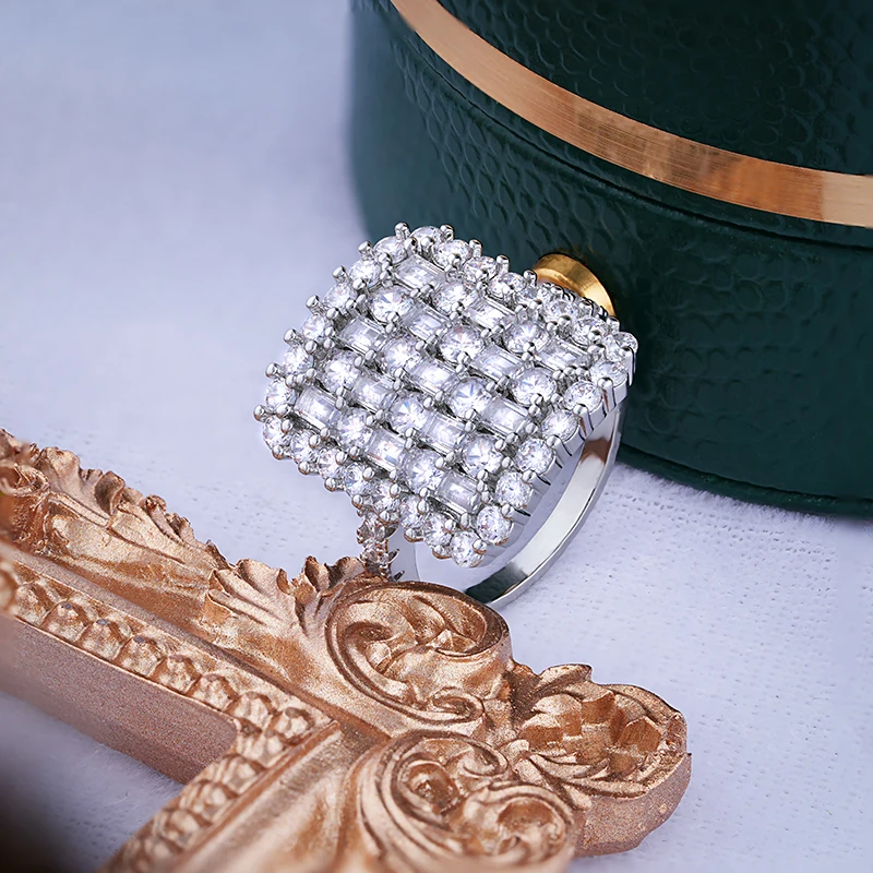 غريب الأشياء امرأة الإكسسوارات خاتم المرأة كامل الماس مربع الزركون الزفاف العروس مجوهرات خاتم الخطوبة افتتاح قابل للتعديل