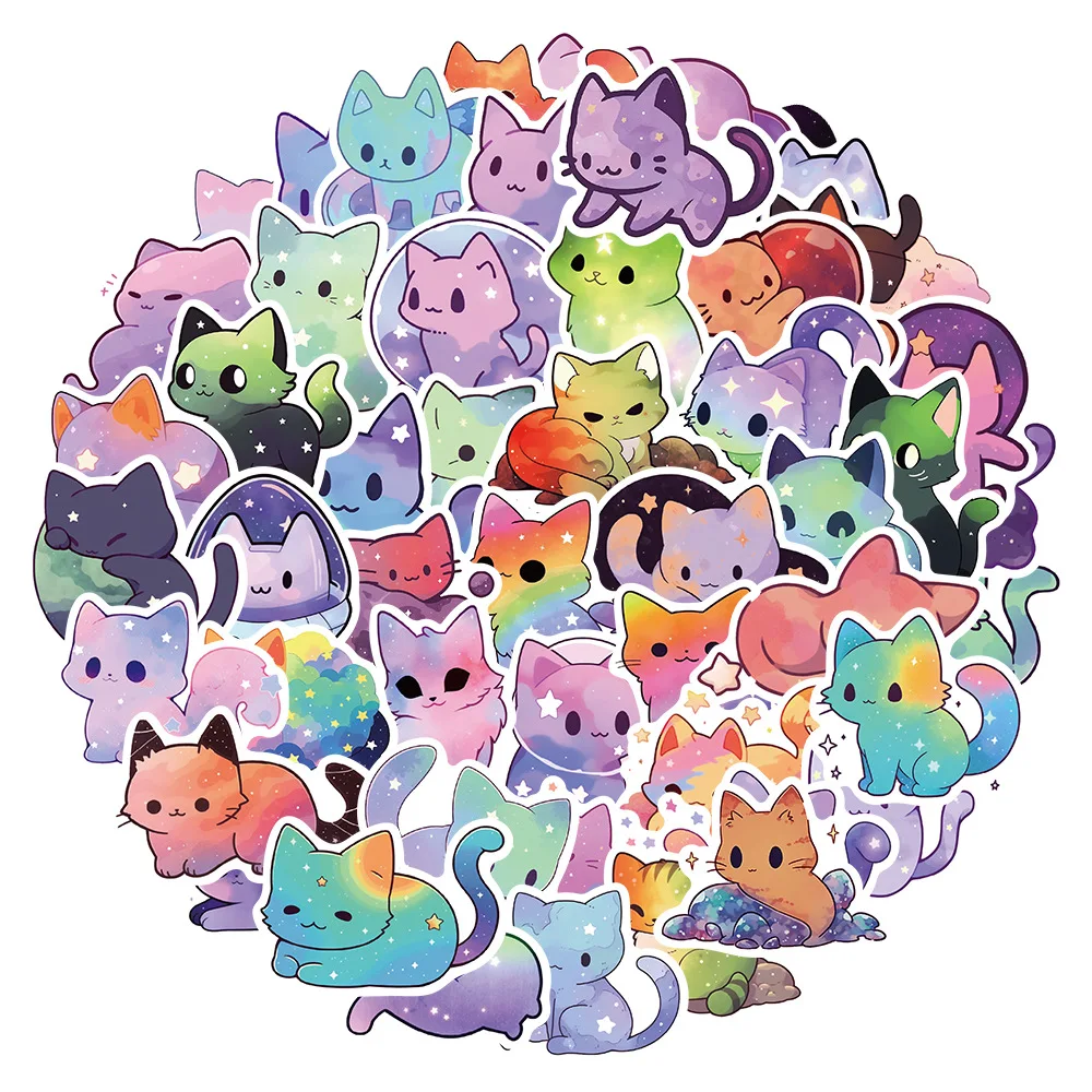 10/30/50pcs Cute cartoon animal starry sky cat  Stickers Waterproof Decal Laptop Motorcycle Luggage Snowboard Fridge Car