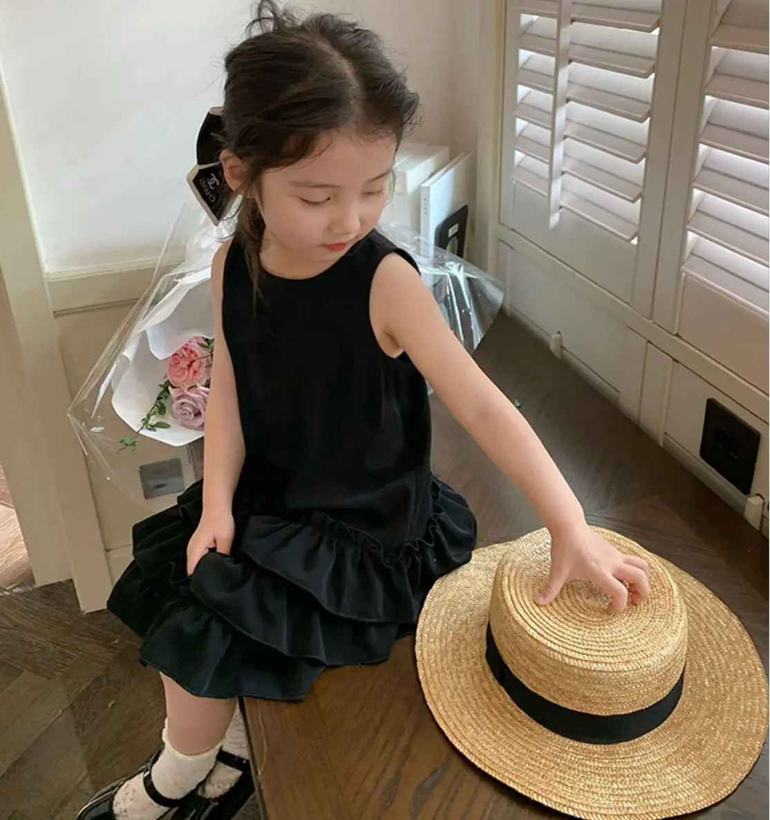 Girls Skirt Delicate Pleated Cake Skirt Vest Skirt 2025 Summer New Children's Clothing 3-8 Years Old