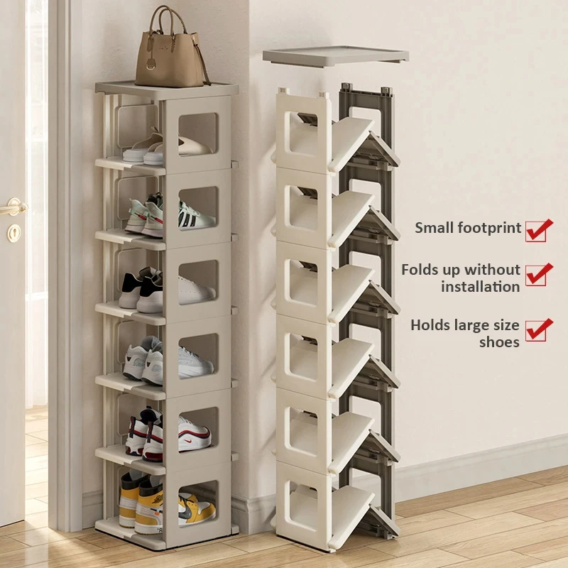 Foldable Shoe Rack Home Door Shoes Storage Thickened Stackable Creative Space Saving Shoes Cabinets Organizer Box Hanger