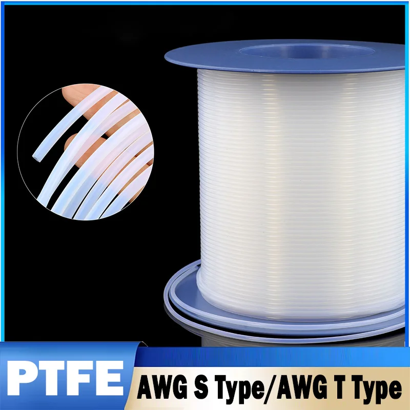 2/5M Translucent PTFE Tube T/S-Type 300V/600V  ID 0.3~6.6mm OD 0.7~7.5mm Filament Guide Tube For 3D Printer Parts Pipe