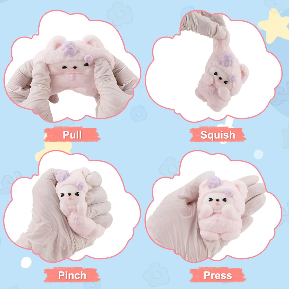 Juguetes antiestrés hechos a mano, blandos y pegajosos, animales para apretar, serie de pan, juguetes sensoriales para aliviar el estrés de dibujos animados, regalo para adultos