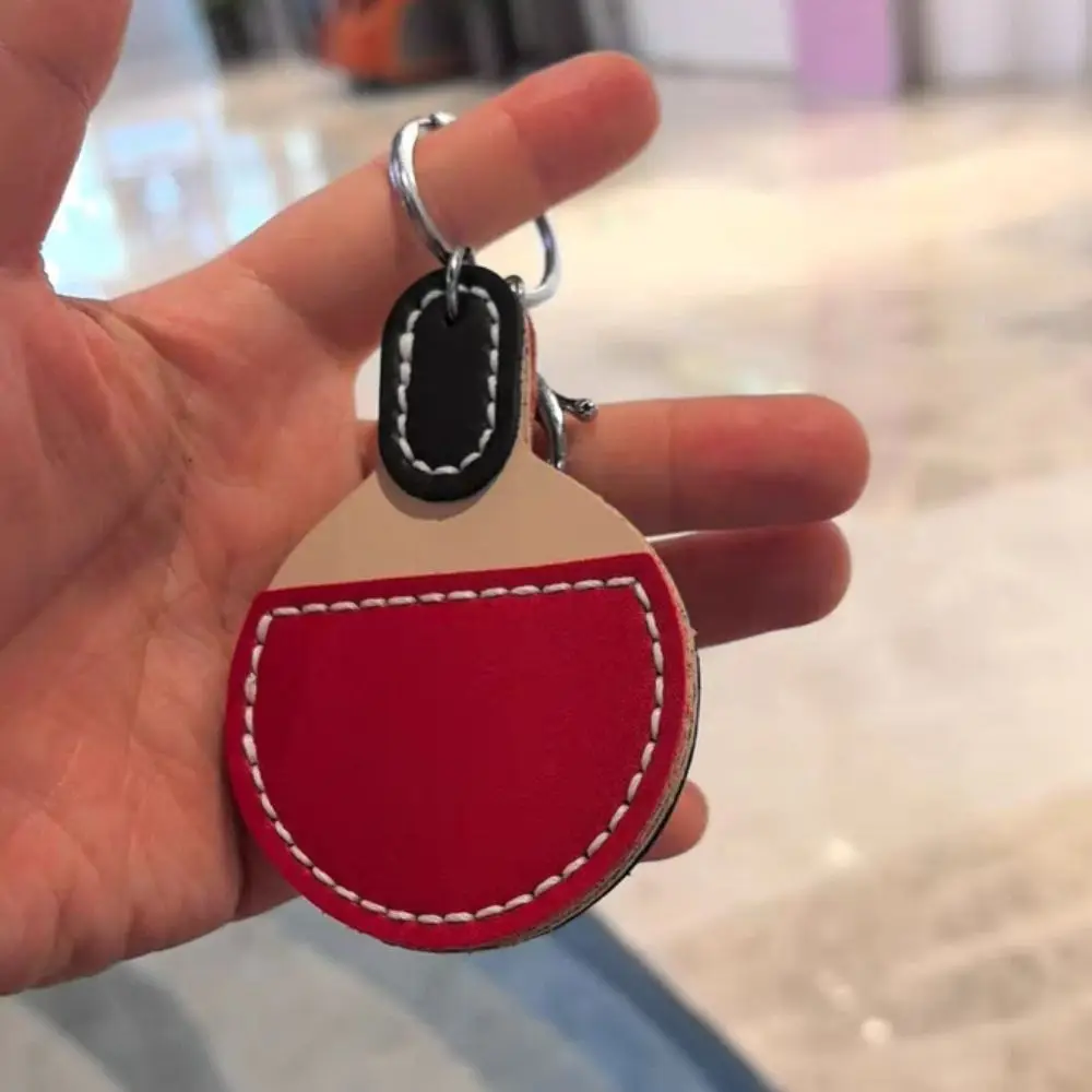 Pendentifs de raquette de Ping-Pong en cuir, cousus à la main, Anti-perte, porte-clés de Ping-Pong, bibelot en forme de cœur pour fille, pour Fans de sport