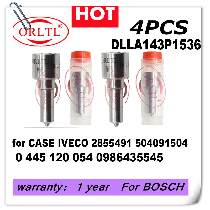 Diesel Fuel Injector Nozzle DLLA143P1536 For Bosch CASE IVECO 0445120054 0986435545 4pcs