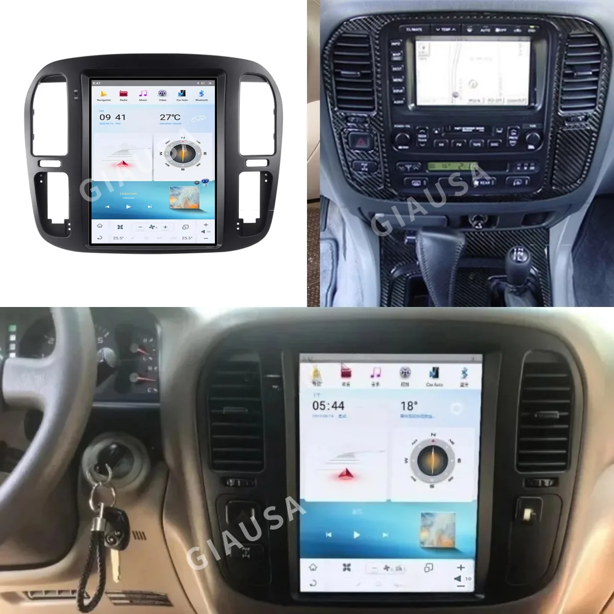 Android For Toyota Land Cruiser 100 J100 LC100 1999-2002 Automotive Multimedia Supports Day/Night Mode + Instant Boot Carplay