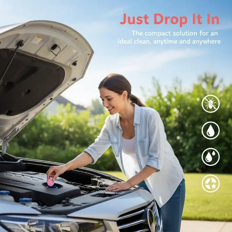 Easy Storage Car Windshield Cleaner Effervescent Tablets Concentrated Solid Wiper Detergent 35Pcs for Home Garage Use