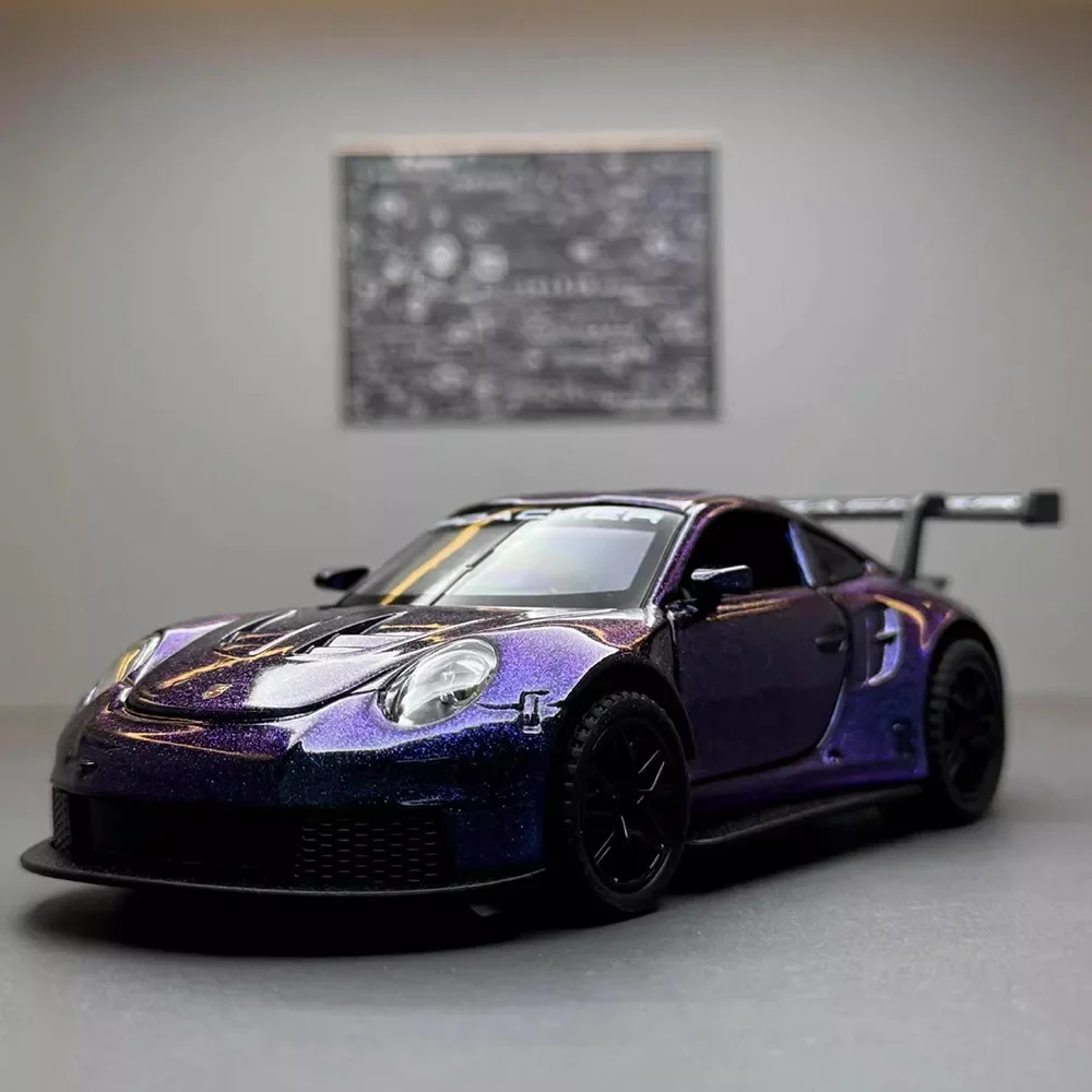 1:32 Scale GT3RS Cars Toys Alloy Diecast Models with Light Music Supercars Rubber Tires 4 Doors Opened Vehicles Boys Xmas Gifts