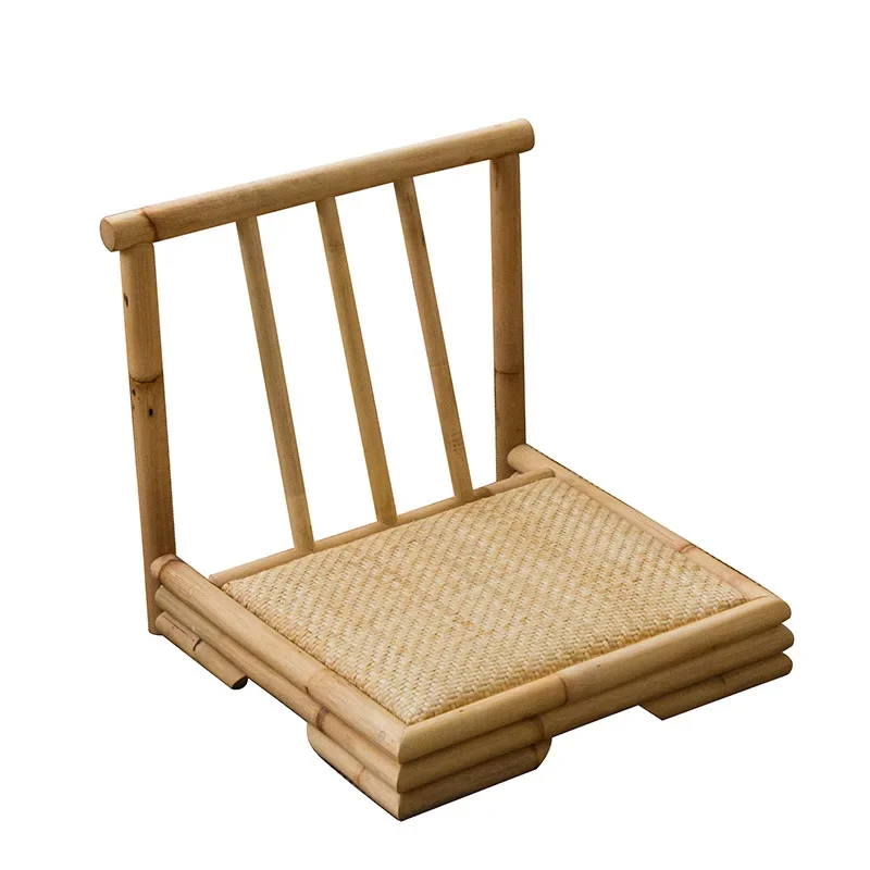 Modern Rattan Bamboo Chair Japanese Style Tatami Zaisu Living Room Furniture Bamboo Legless Floor Chair Rattan Hand Crafted