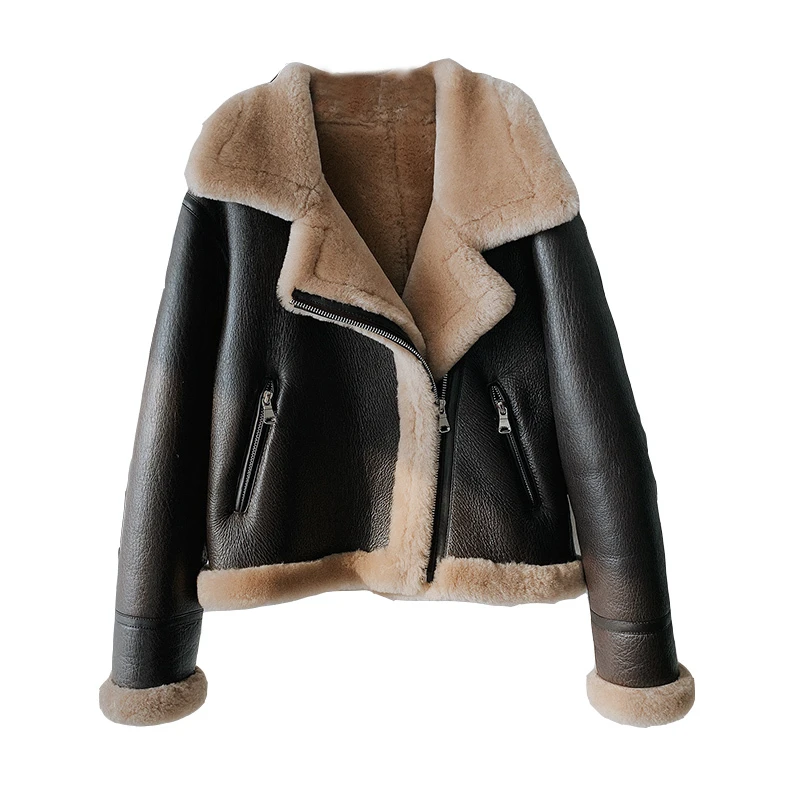 Women\'s Winter Jacket Real Fur Coat Female Warm Merino Sheep Fur Coats Women Clothes High Quality Genuine Leather Jackets KJ6532