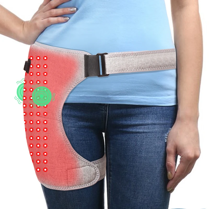 Red Light Electric Heated Hip Brace with Adjustable Vibration Massage Hip Groin Thigh Support Muscle Relaxation And Pain Relief