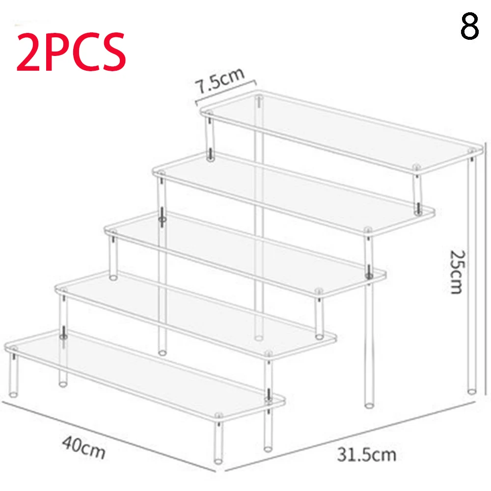 1-4 Tier Acryl Display Stand Duurzaam Display Rack Voor Cupcake Parfum Pop Transparante Trapeziumvormige Blind Box Opslag Plank - afbeelding 1