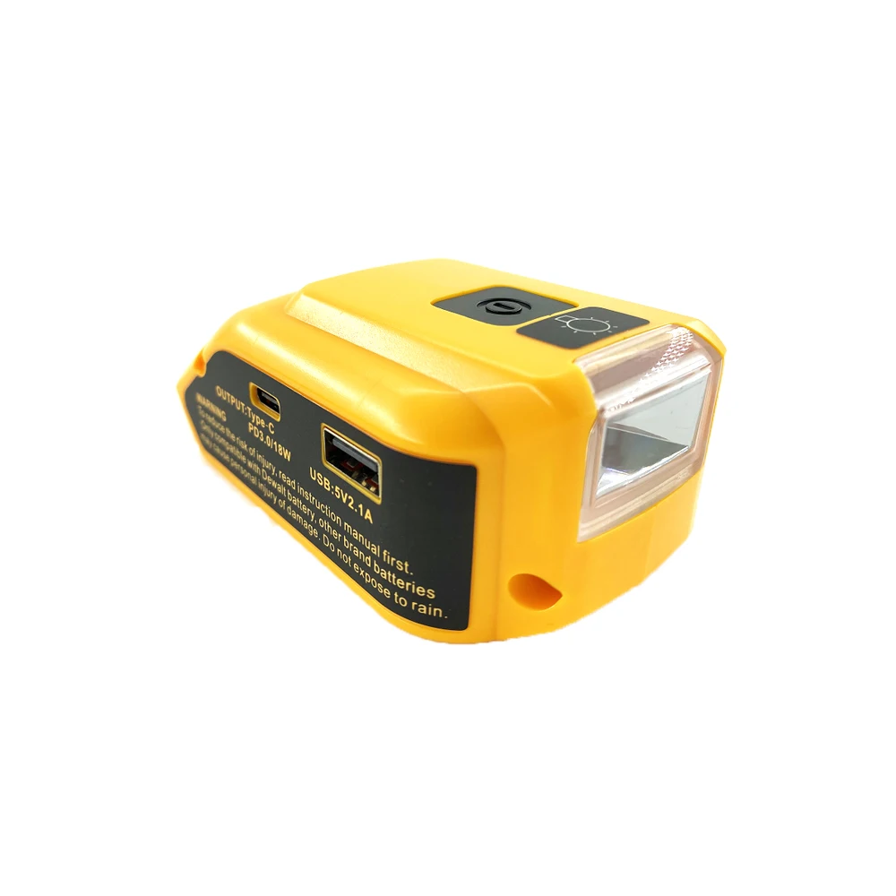 New Replacement DCB090 Power Source For Dewalt 20v Max 18V Battery Adapter with USB and TYPE-C LED Work Light