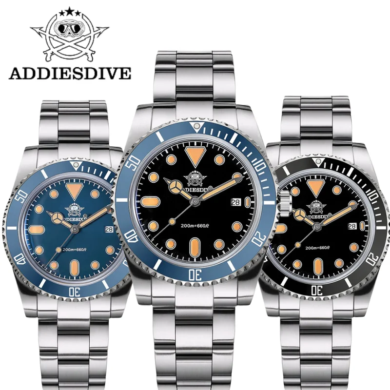 

ADDIESDIVE TOP Sale Men's Watch BGW9 Blue Luminous AD2501 20Bar Waterproof reloj hombre 316L Stainless Steel Quartz Watches