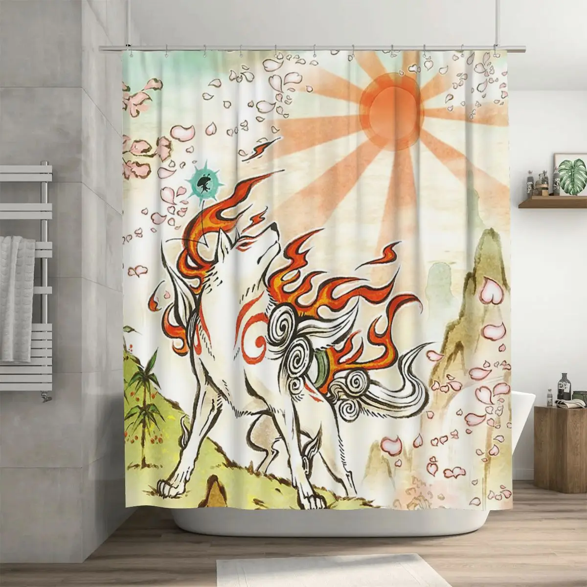 

Занавеска для душа Amaterasu (Оками) из полиэстера, водонепроницаемая, с крючками