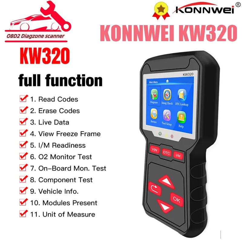 

KONNWEI KW320 Obd2 Car Scanner Obd Auto Tools Obd 2 Diagnostic Tool Professional Automotive Scanner Car Code Reader for Auto