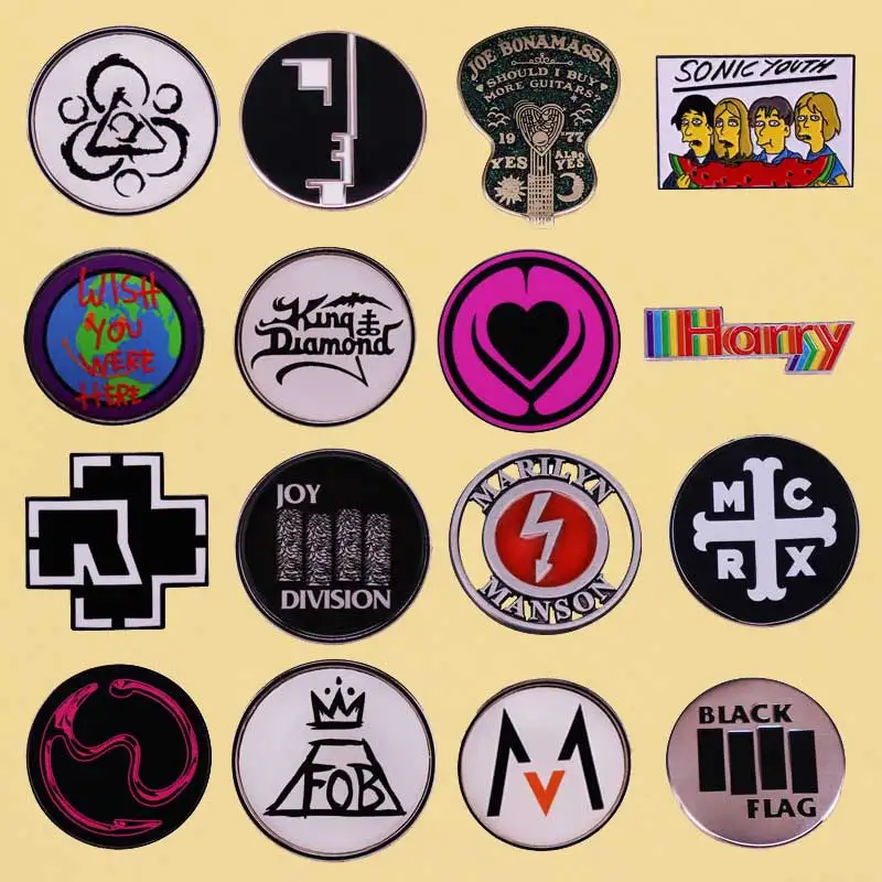 Fashion Punk Music Metal Brooch Rock Band Decorate Badges Collecting Send Friend Fans Boutique Medal Gift Enamel Pins