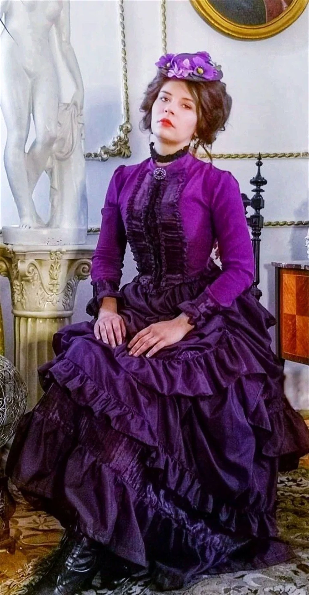 Purple Edwardian Costume 19th Century Prom Dress Gothic Steampunk Victorian Shirt Skrit Duchess Cosplay Wedding Dress Ball Gown