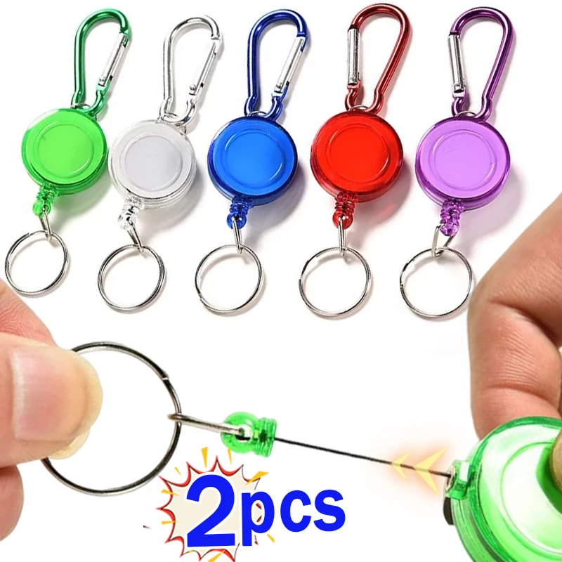 1/2 Pcs Fashion Retractable Keychain Multifunctional Multi-color Roll Telescopic Card Holders Key Chain Outdoor Hike Sport Tool