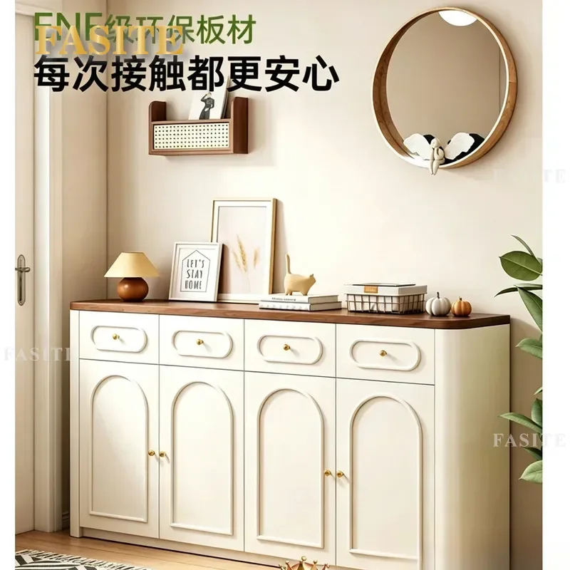 For Medieval Style Rounded Corner Shoe Cabinet Entryway Storage Furniture Foyer Partition Wall Mounted Integrated Organizer