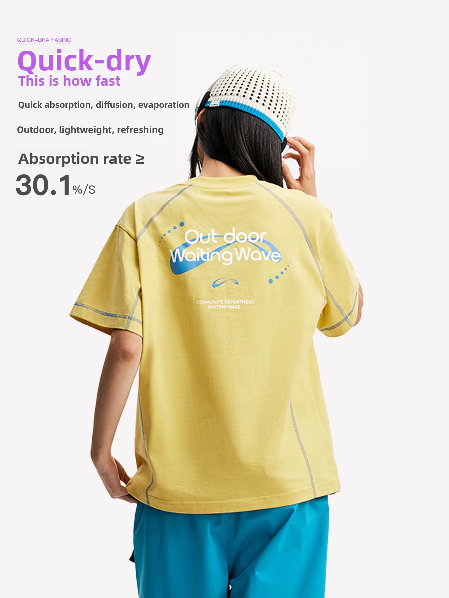 

Waitingwave Quick Dry Short Sleeve Pure Cotton T-Shirt Unisex Loose Fit Summer Breathable Antibacterial UV Protection Print Top