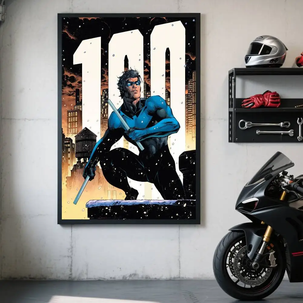 1 Stück Justice League Charakter Nightwing Poster, selbstklebender Kunst-Aufkleber aus wasserfestem Papier, Kaffeehaus, Bar, Zimmer, Wanddekoration – Detail 7