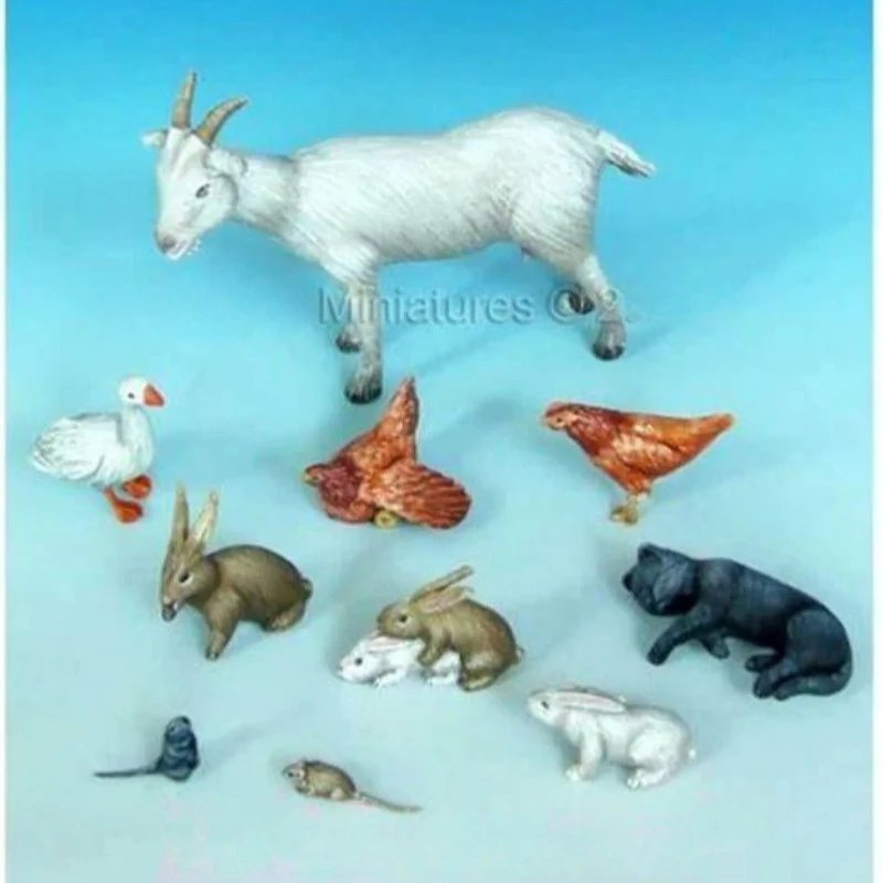 1/35 Scale Resin Small Animal Assembly Model Kit Goat Rabbit and Other Micro Scene Layout Figurine Unassembled and Unpainted