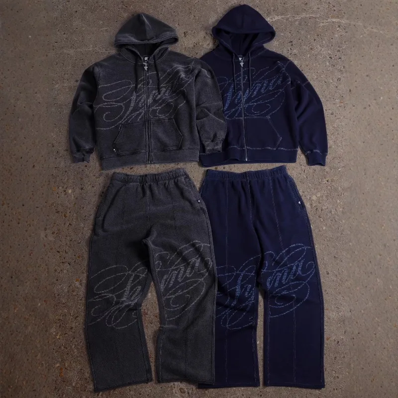 

Men's Matching Sets Y2k Dark Street Style Print Zip Up Hoodie High Street Fashion Pants for Man Calça Baggy Streetwear Clothing