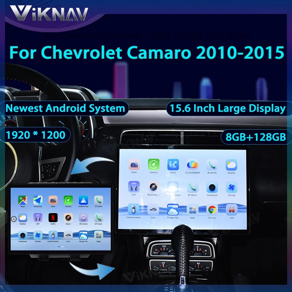 VIKNAV 15,6 Zoll Auto Radio Für Chevrolet Camaro 2010-2015 Drahtlose Carplay Doppel DIN GPS Navigation Multimedia Player kopf Einheit