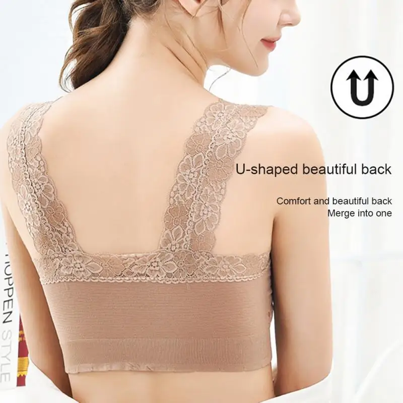 Full Cup Lace Bras Ladies Underwear Solid Color Brassiere Seamless Crop Top Female Yoga Sports Bra Push Up Breathable Lingerie