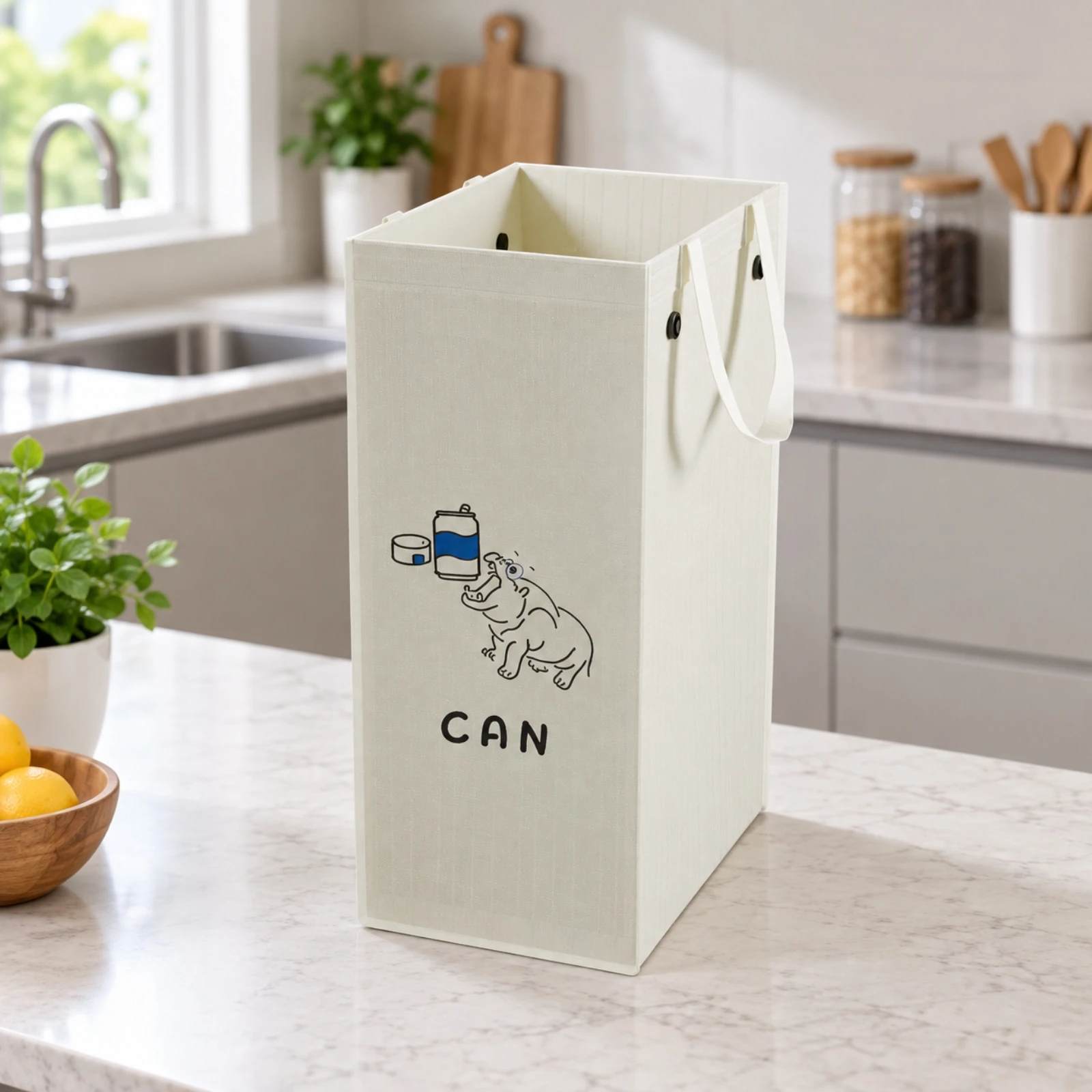 Rectangular Material Recycling Bin with Carry Handle Waterproof Foldable Recycling Bin Dust-Resistant Portable for Home, Office