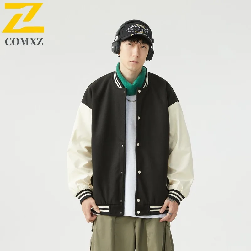 

COMXZ Мужская куртка для отдыха с бейсбольным воротником, американская мода, ветрозащитное мотоциклетное пальто, винтажная легкая осенняя одежда для верховой езды
