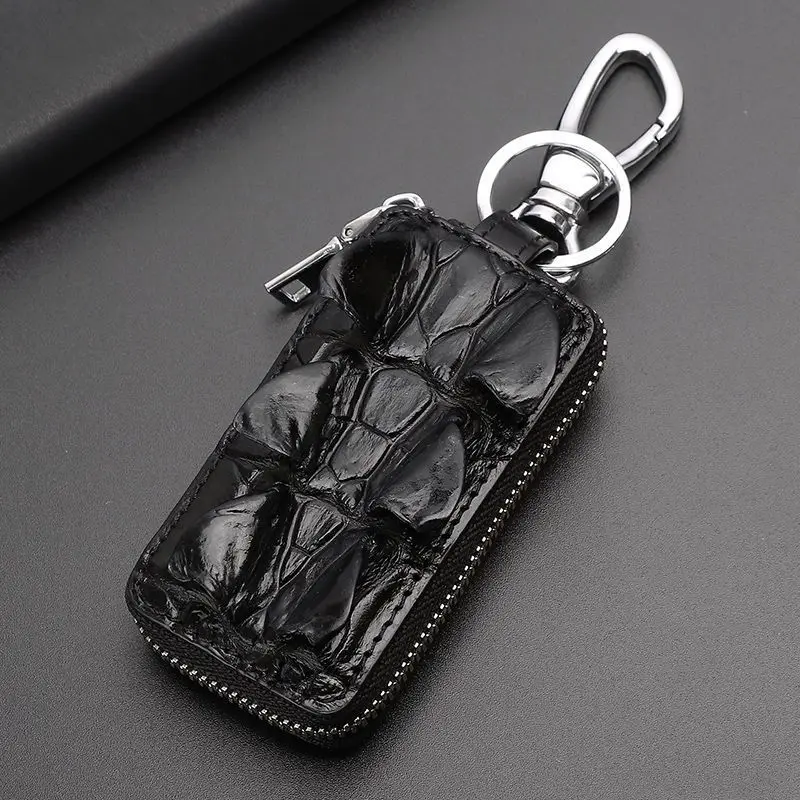 New Fashion Crocodile Skin Genuine Leather Men Car Key Wallets Multi Function Key Case Female Male Zipper Housekeeper Holders