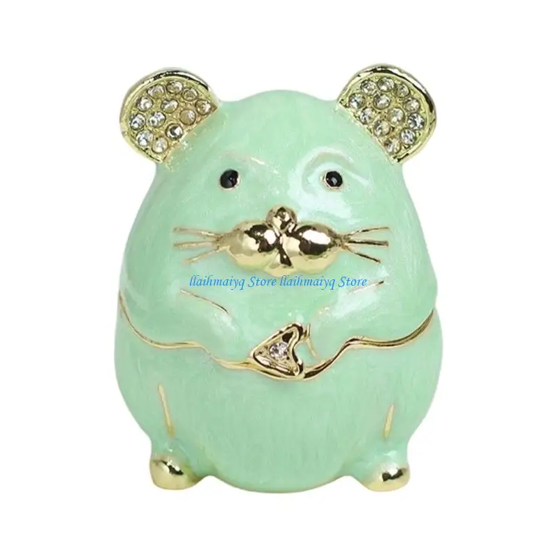 573B Enamel Zodiacs Ornament Box For Accessories Organization Stylish Jewellery Holder for Rings and Necklaces