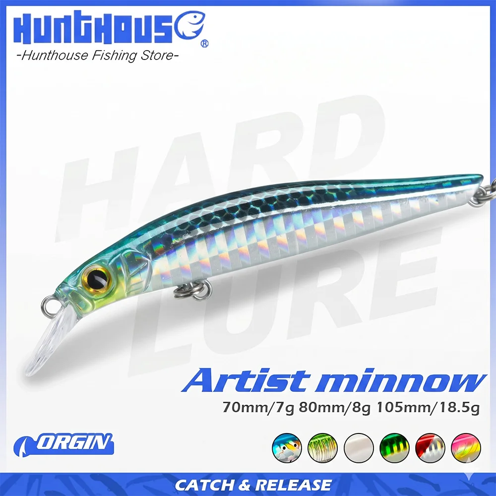 Hunthouse vairon Jerkbait artiste leurres durs bar de mer coulant Wobblers leurre de pêche appât 70mm/80mm/105mm isca pesca matériel de pêche