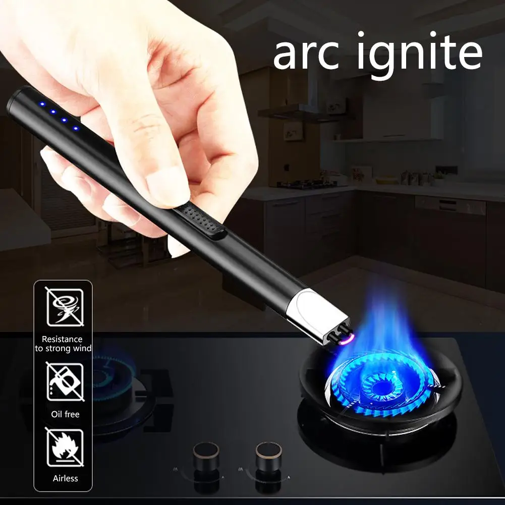 Mini Power Display Electric Pulse Flameless Arc Lighter USB Rechargeable Candle Kitchen Gas Stove Electric Arc Igniter Lighter