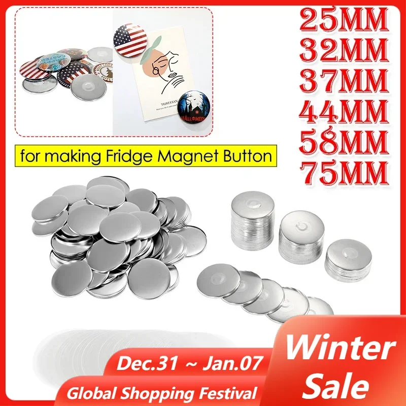 DIY Magnet Fridge Badge Button Parts 50PCS/100PCS 25/32/37/44/50/58/75mm Making Refrigerator Magnets Button Making Materials