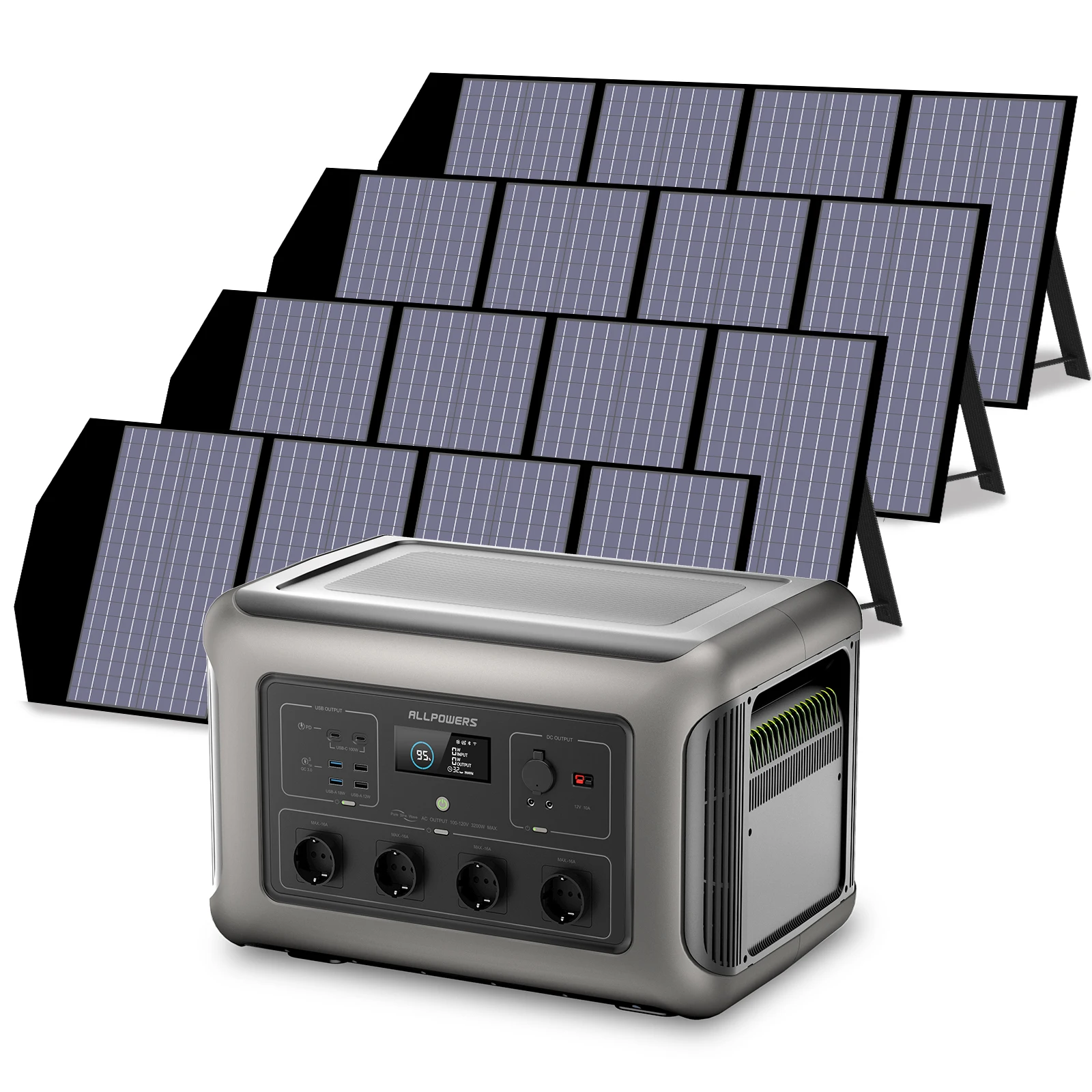 ALLPOWERS Faltbare solarpanel 4X140W Solar Battery Charger for R3500 Powerstation 3500W Power Outage Battery Backup Power Supply