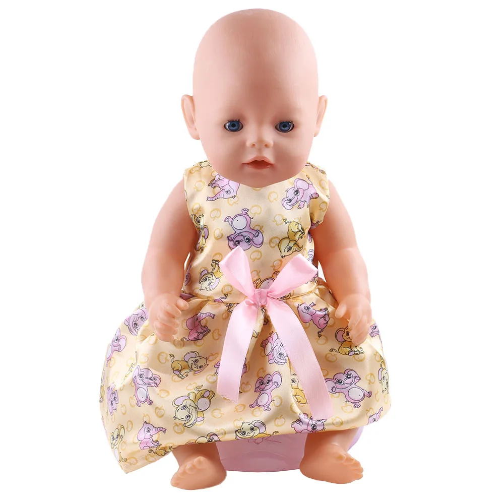 Pakaian boneka rok kuning 25 gaya untuk gaun anak perempuan boneka Amerika baru Lahir 43 Cm & 18 inci, mainan aksesori generasi kami