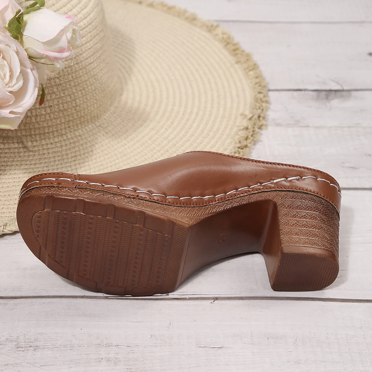 Damen Open-Toe High-Heel Pantoletten – Sommer Neuheit für Outdoor-Tragekomfort – Slip-On Schuhe in den Größen 36-43 mit Polyurethan-Obermaterial und Dämpfung – Detail 14