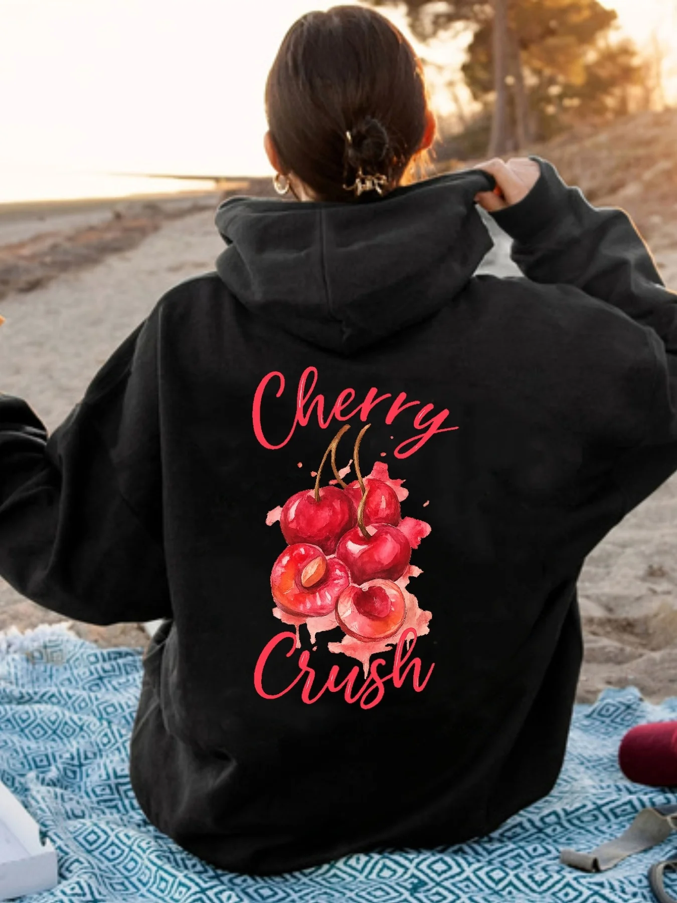 

Осенние и зимние толстовки из чистого хлопка с графическим принтом вишни, мужские и женские толстовки, повседневные уличные виды спорта, свободные тренировки