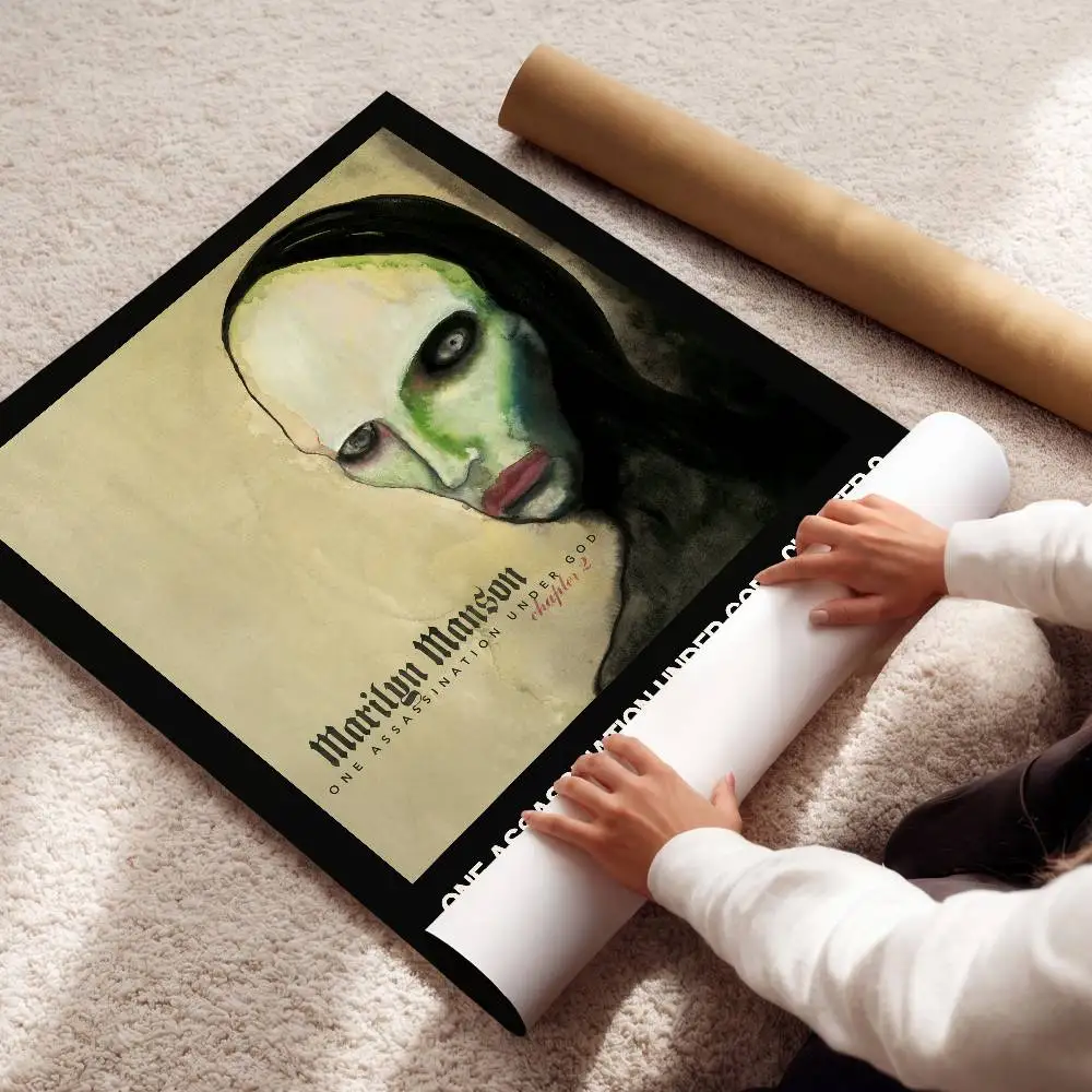 M-Marilyn M-Manson Poster Album Art Cover Songs Rap Pop Singer Band Wall Waterproof Paper Sticker For Living Room Home Decor