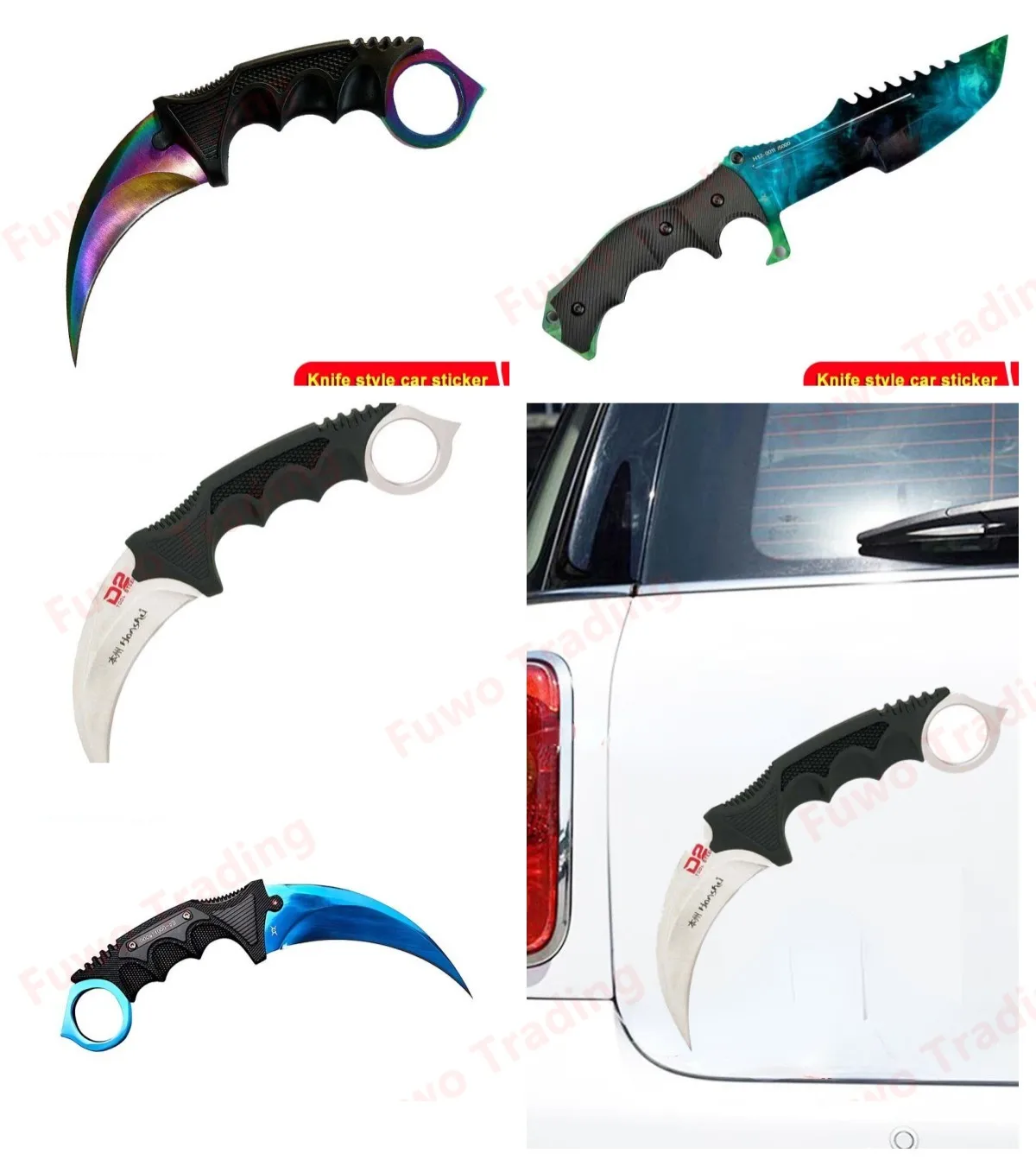 Hot selling Car Decal for CS GO Karambit Knife Auto Car Stickers Laptop Suitable for Any Flat and Smooth Clean Surface Decor