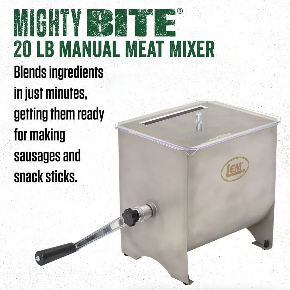 Products MightyBite 20 Pound Capacity Manual Meat Mixer, Stainless Steel, Manual Only